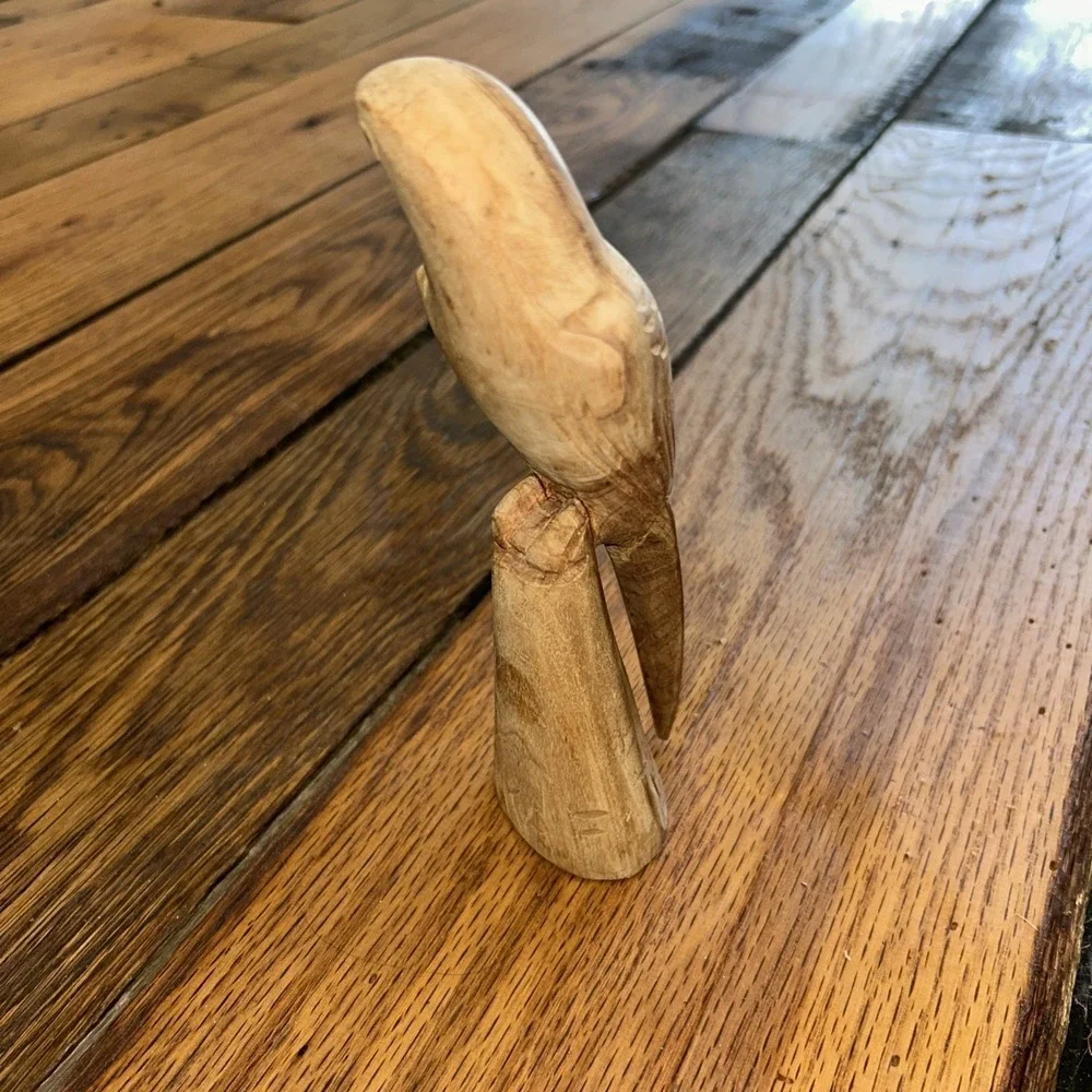 VTG‎ Hand Carved Wooden Parrot On Pillar Mikafi 9